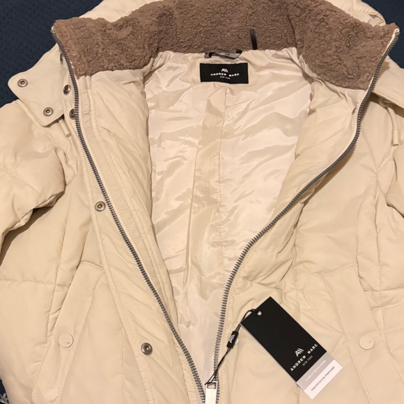 Andrew Marc,Marc NewYork Puffer Jacket/Hood/Faux Fur Trim SZ: Large Color: Birch - Picture 4 of 8